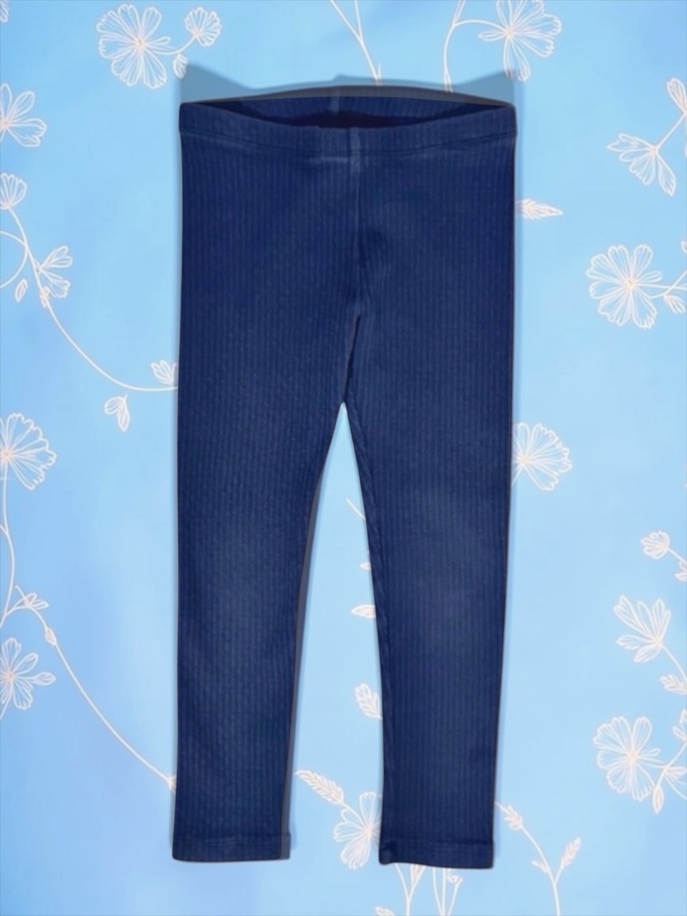Tea Collection Girls Muted Blue Ribbed Leggings • Size 5 • Like New